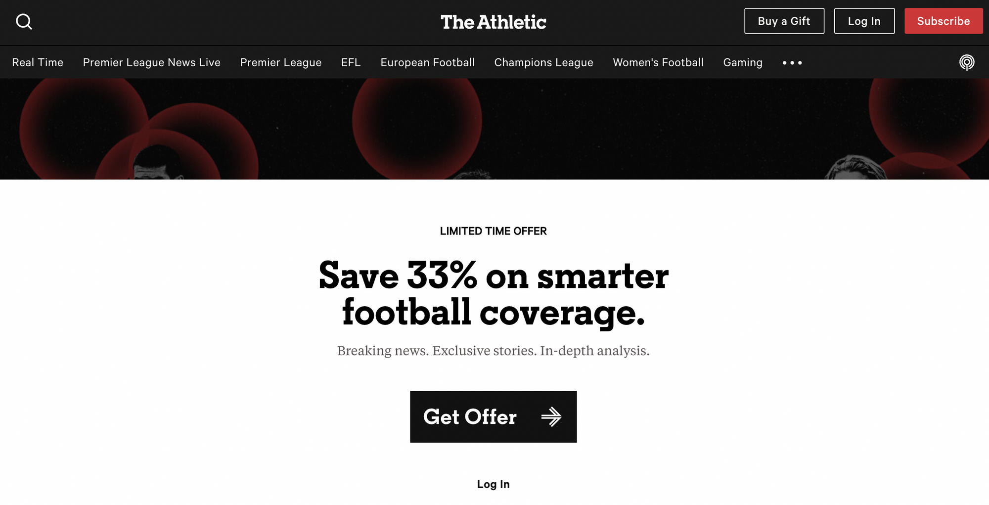 The Athletic cluster page