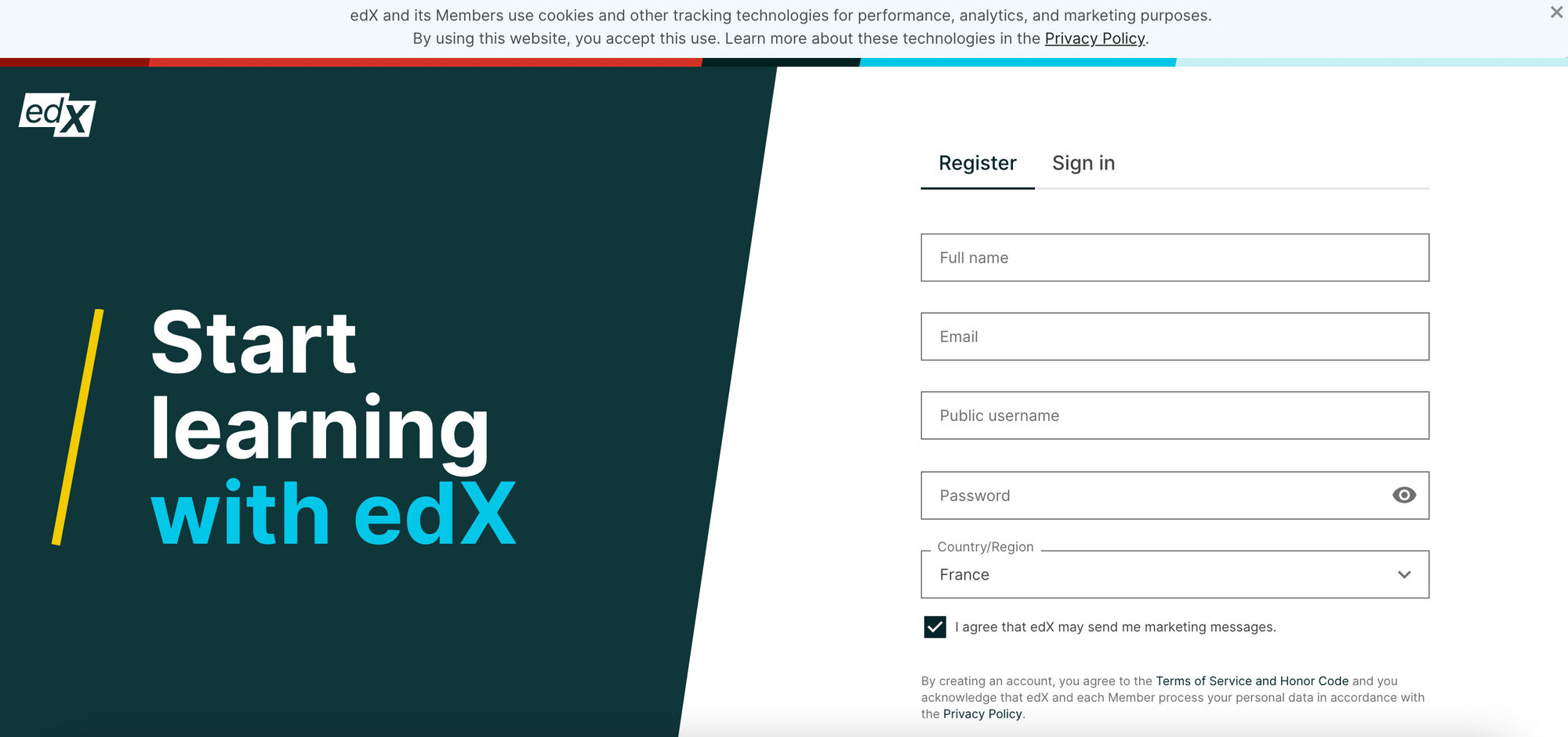 edX Registration Wall