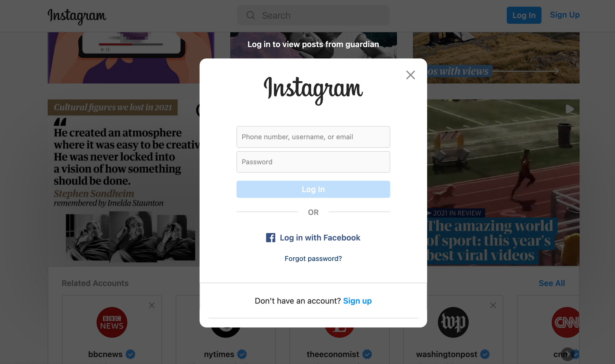 Instagram Registration Wall