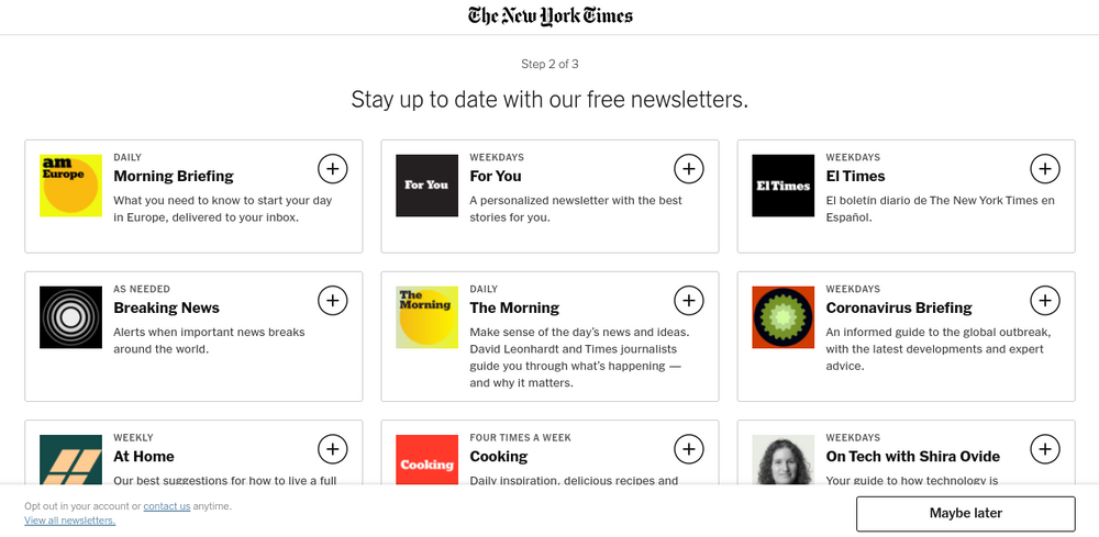 The New York Times Registration Onboarding