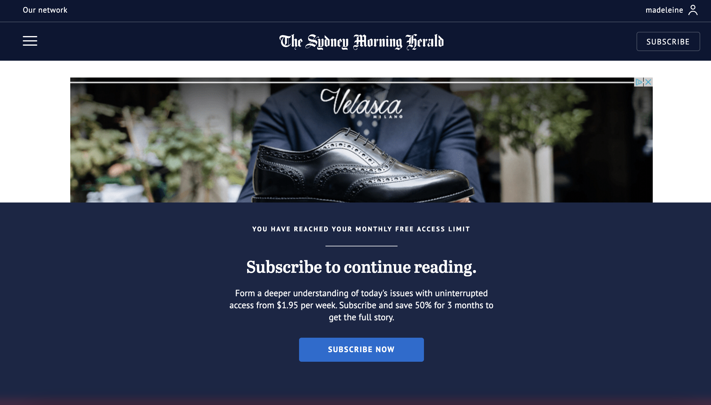 The Sydney Morning Herald Paywall