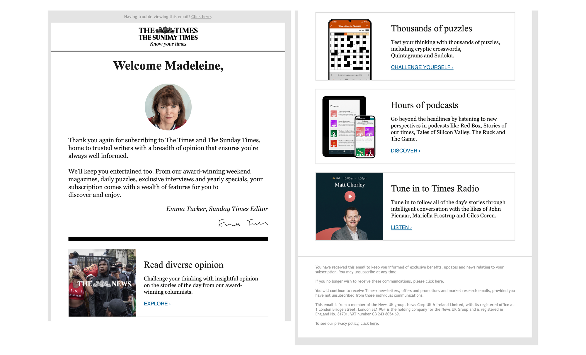 The Times & Sunday Times subscriber onboarding