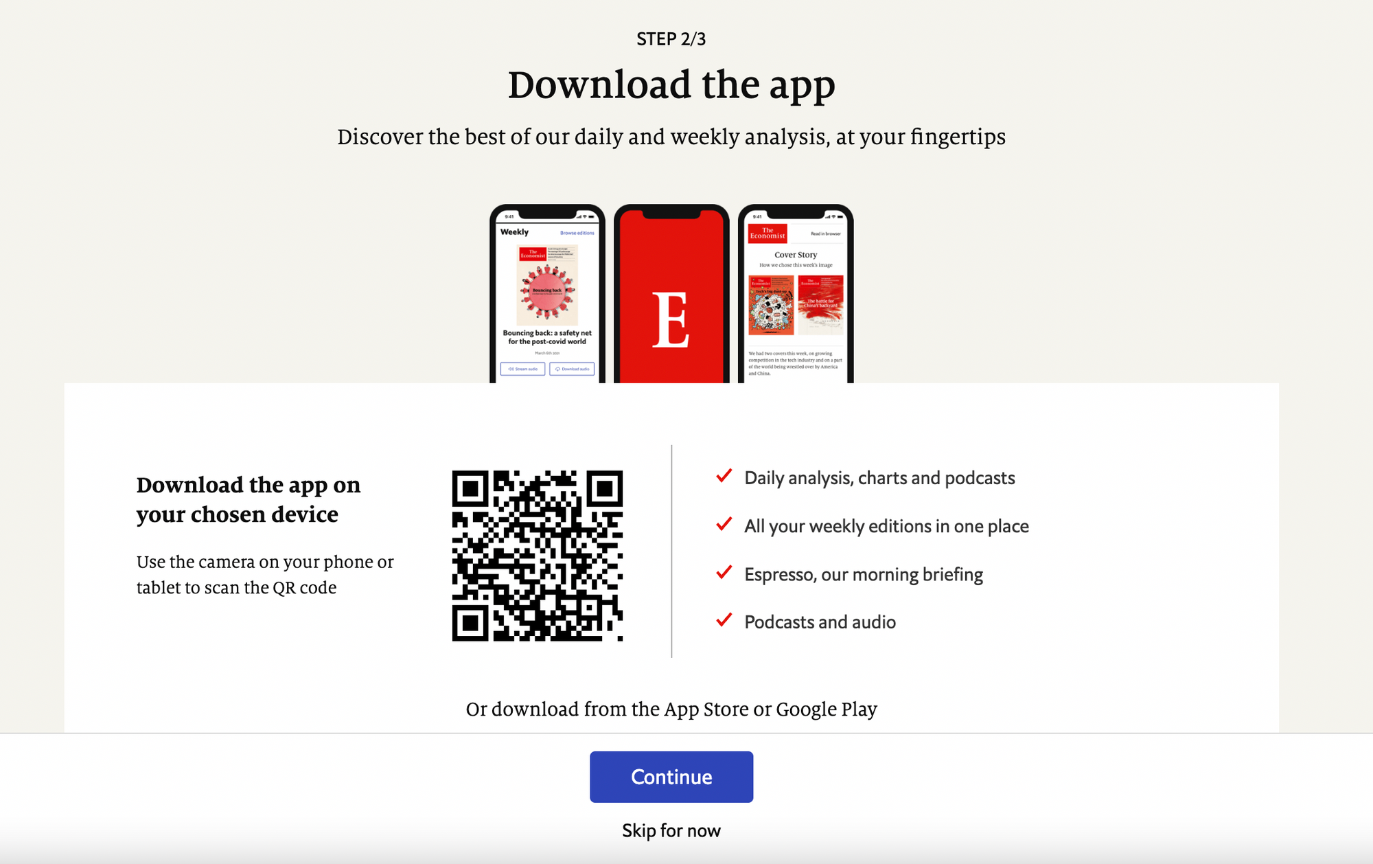 The Economist onboarding app