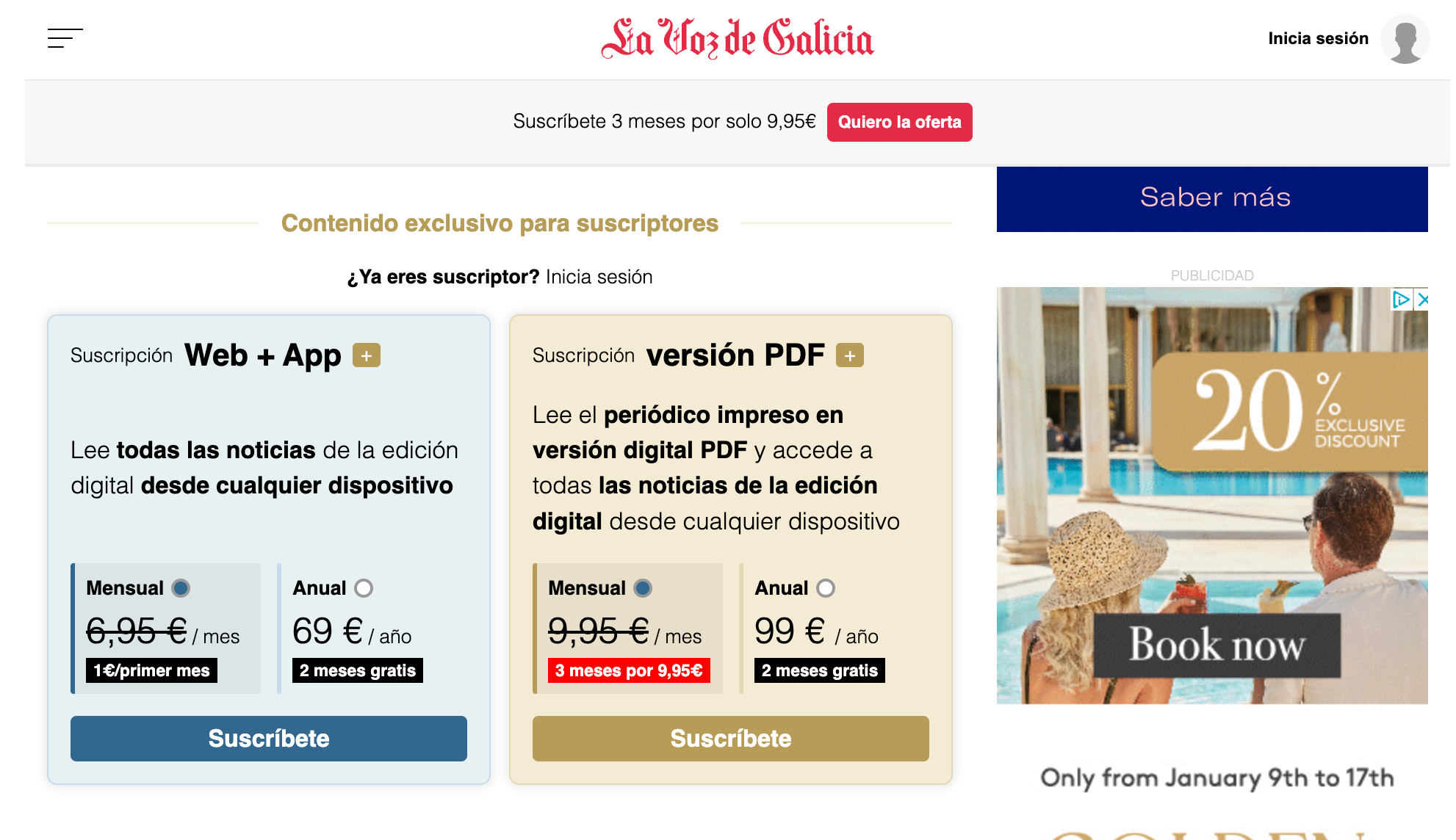 La Voz de Galicia paywall example