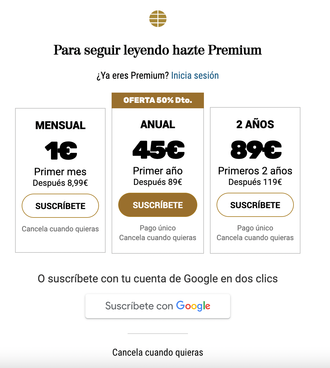 El Mundo paywall example