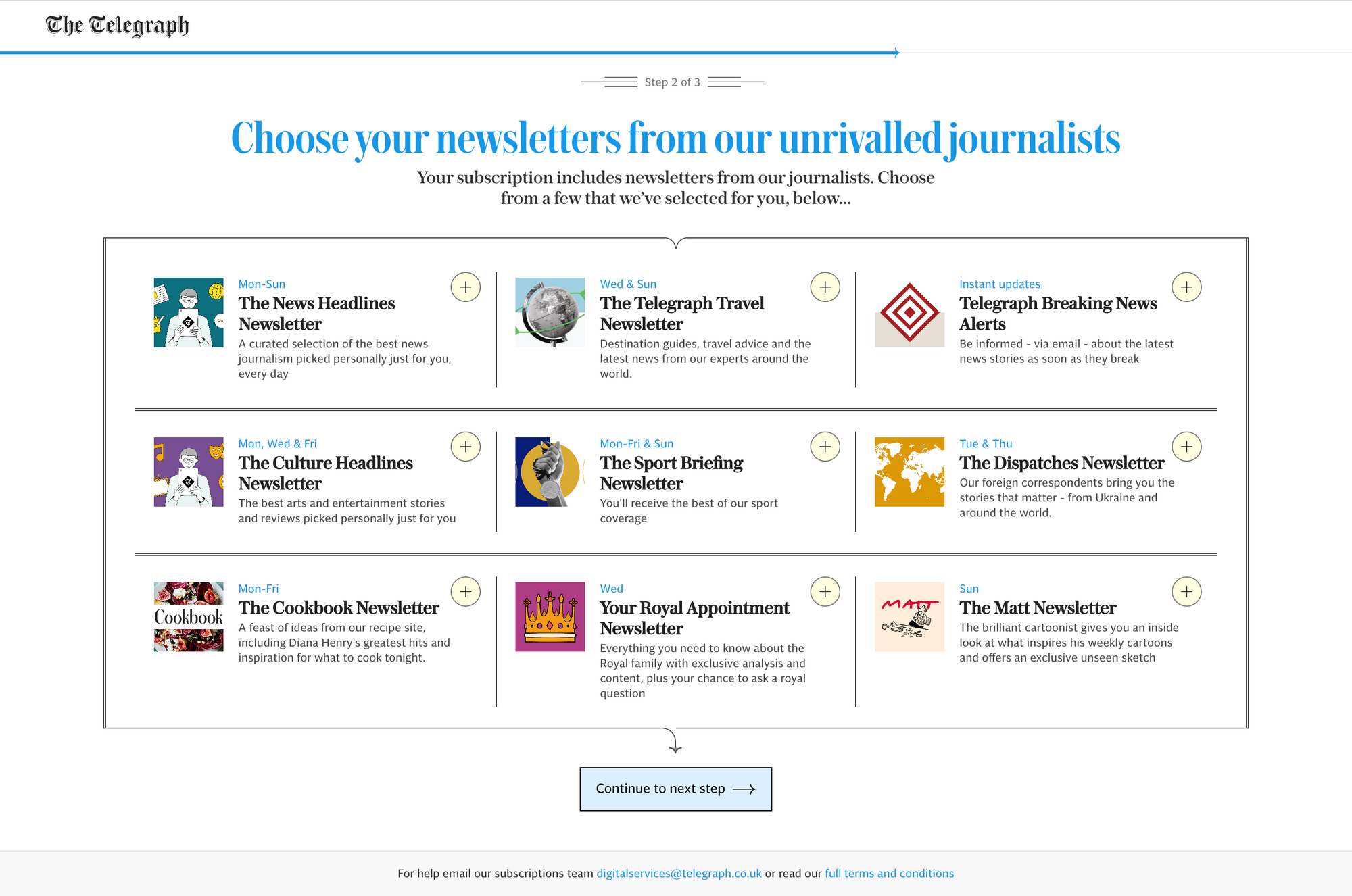 The Telegraph subcriber onboarding newsletter