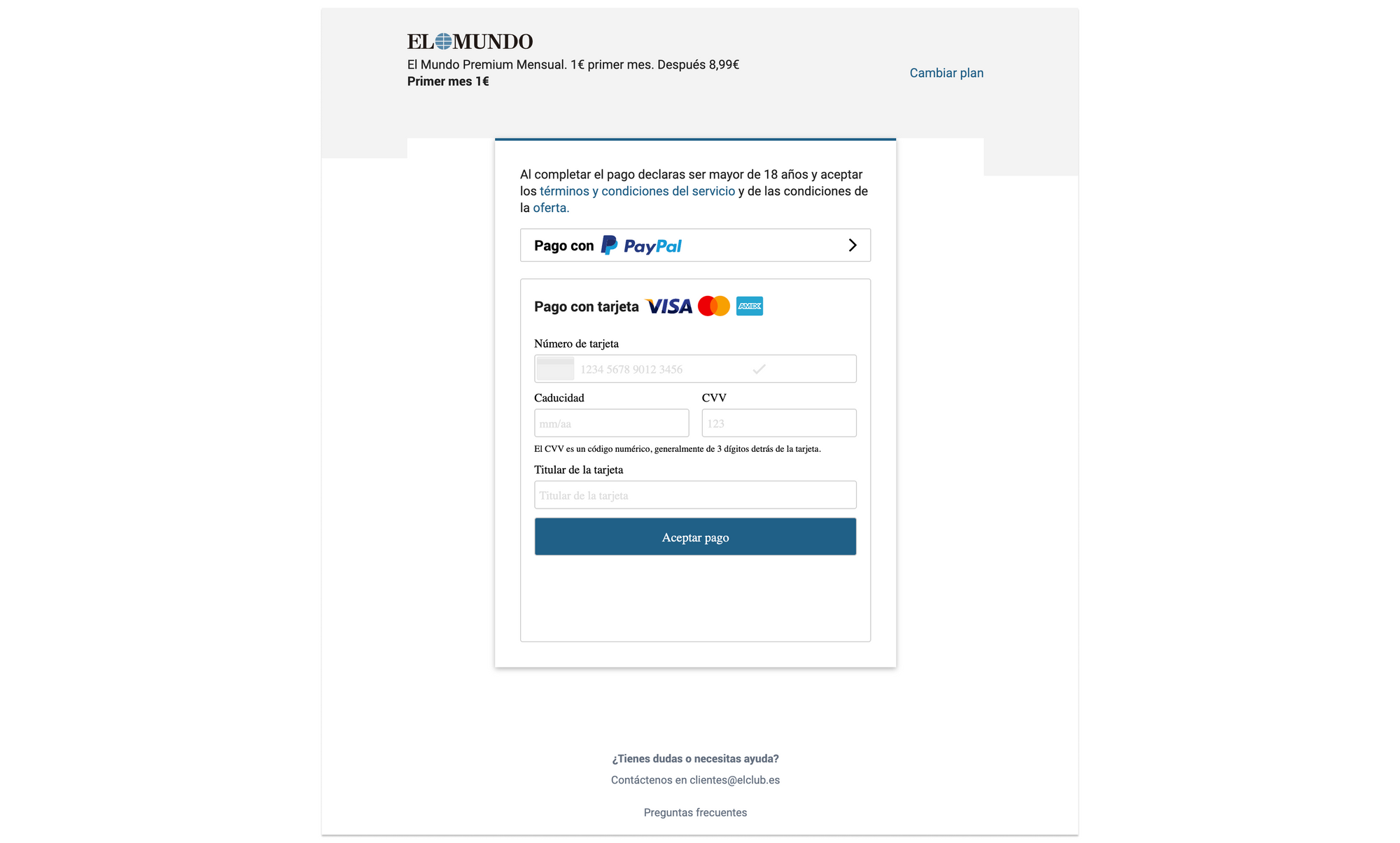successful subscription payment page