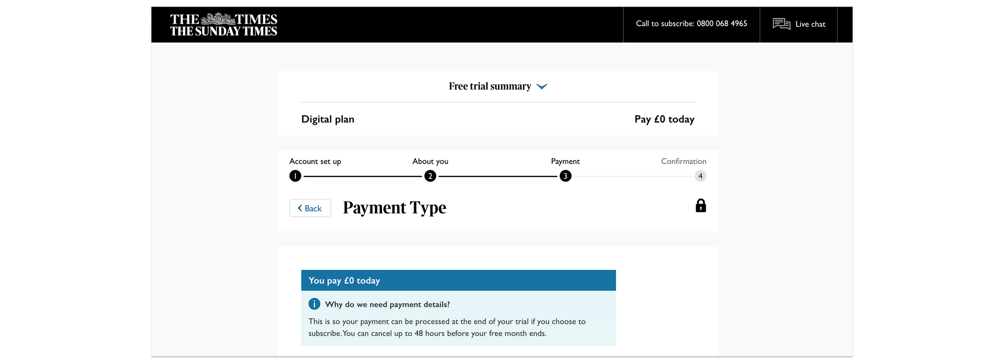 successful subscription payment page