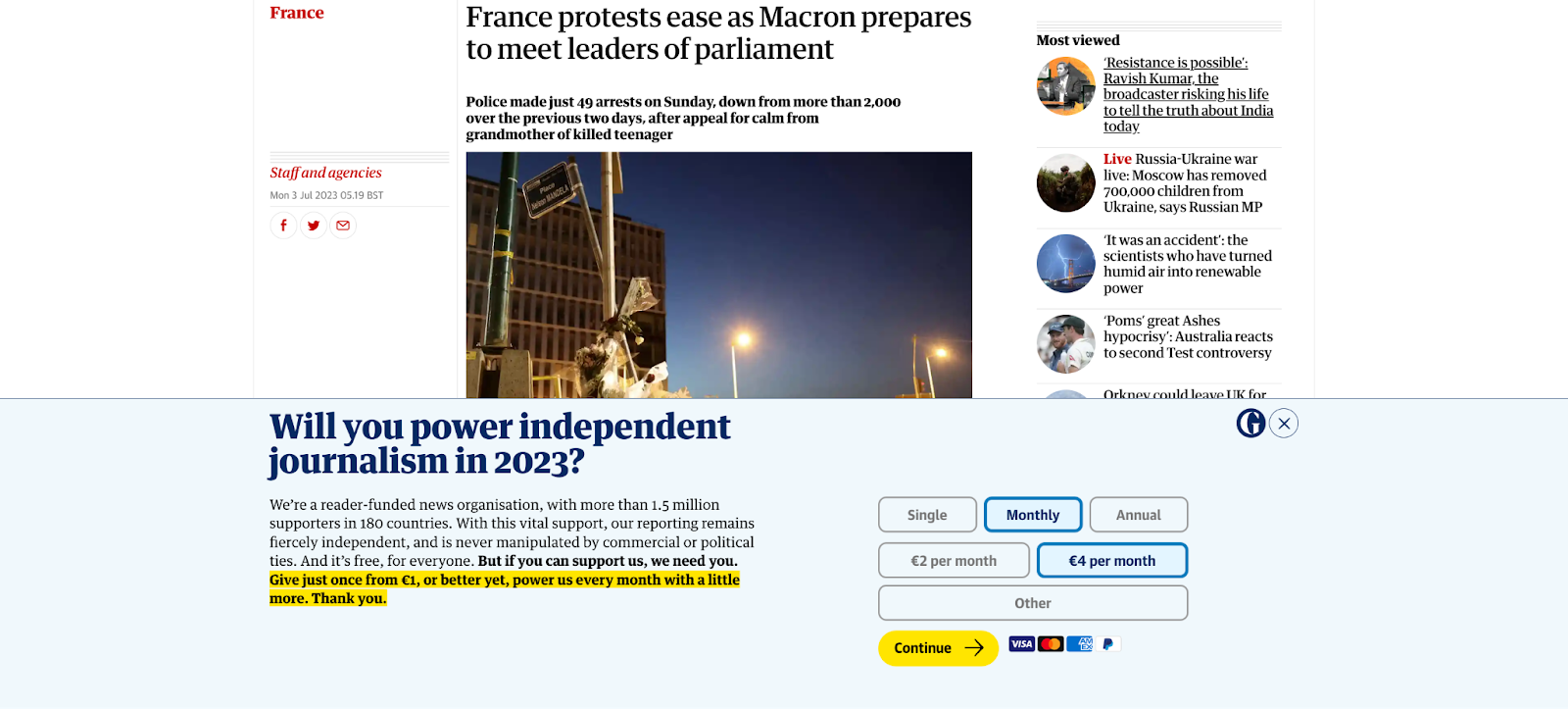 The Guardian paywall