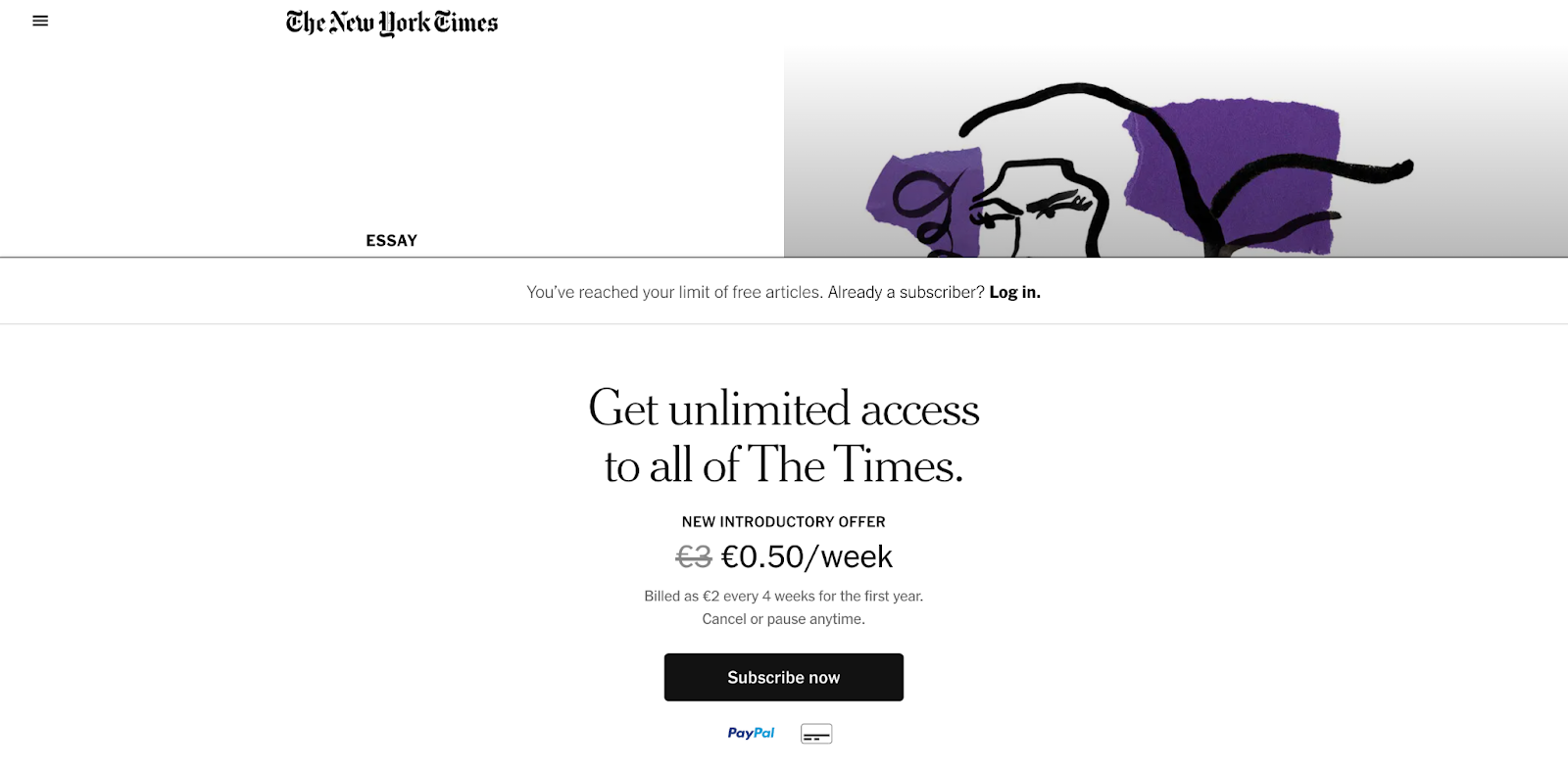 The New York Times paywall
