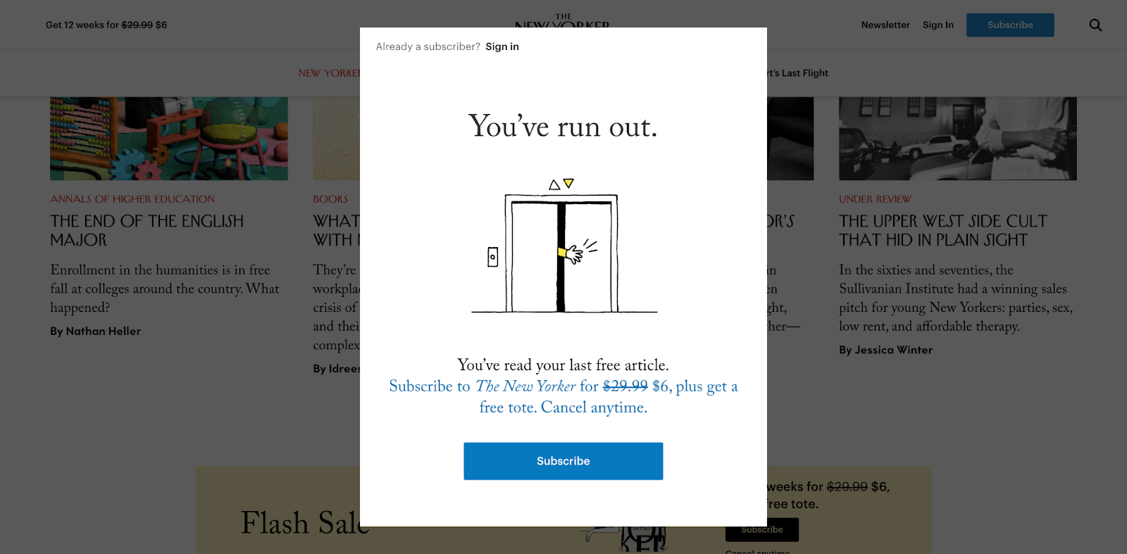 The New Yorker paywall