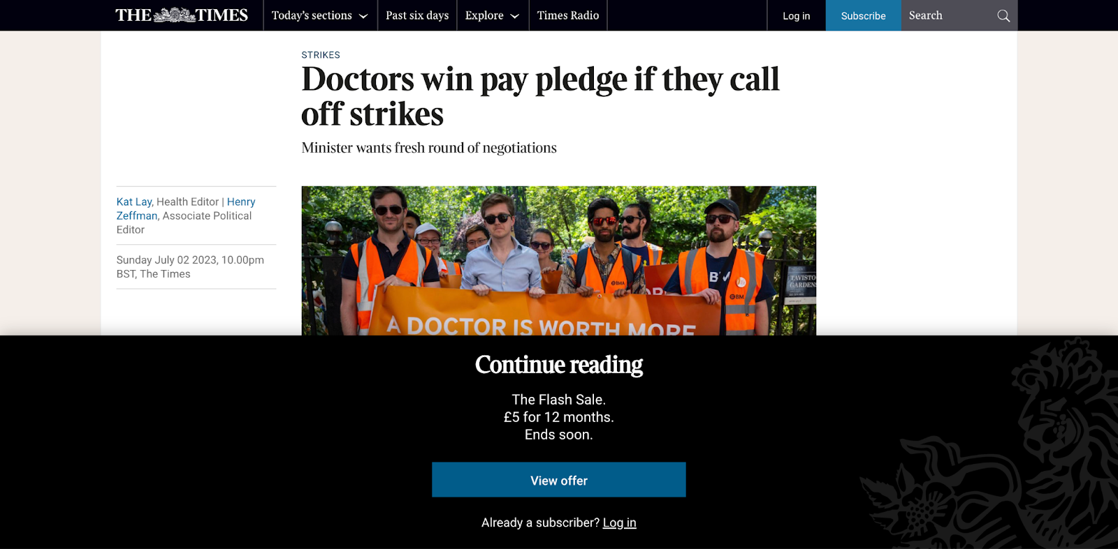The Times and Sunday Times paywall