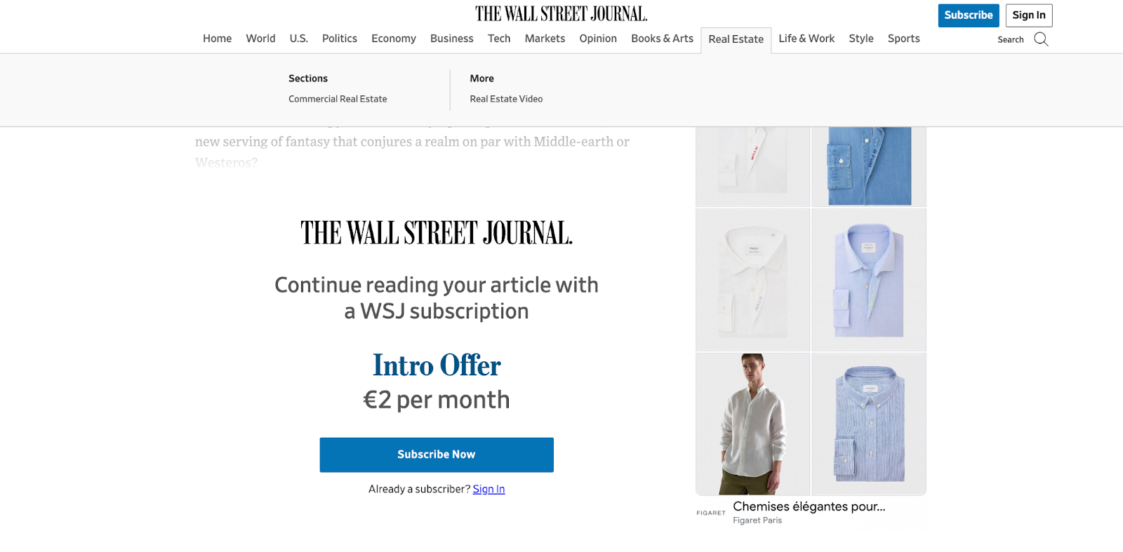 The Wall Street Journal paywall
