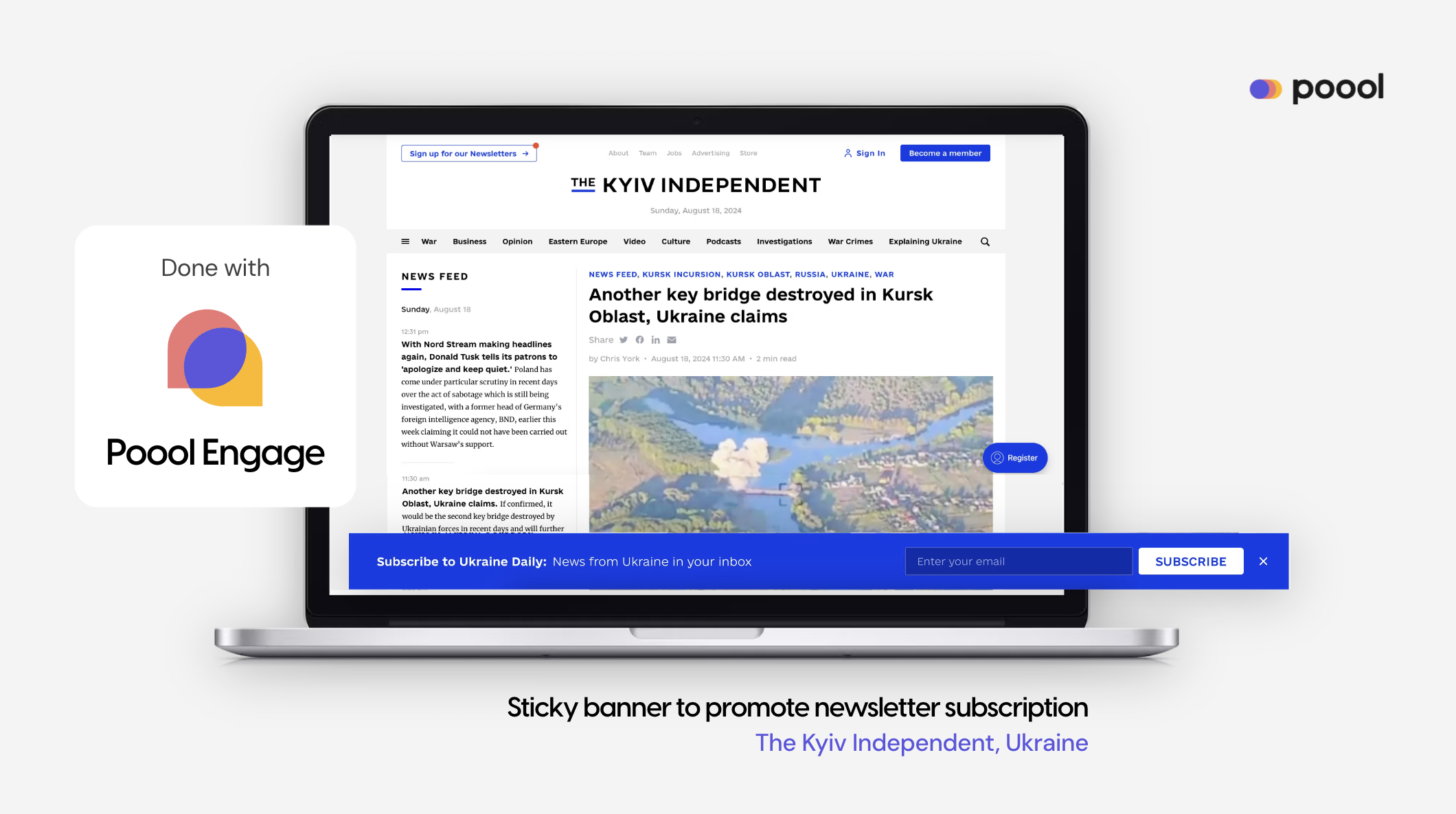 The Kyiv Independent x Poool for increasing newsletter sign ups