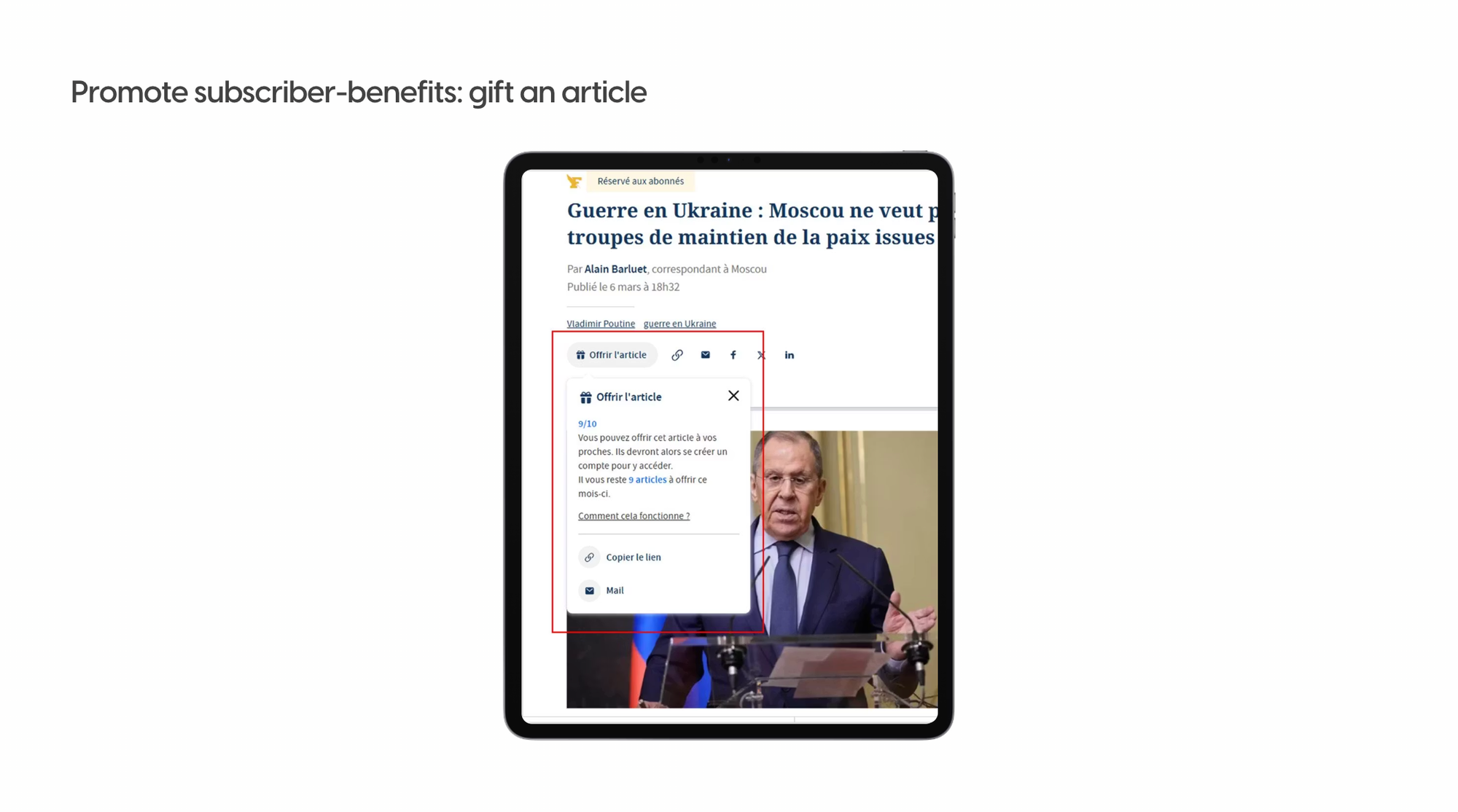 Promote subscriber-benefits with Poool: gift an article