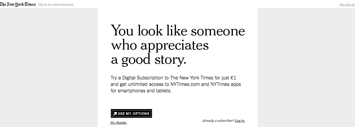 Le Paywall du New York Times.